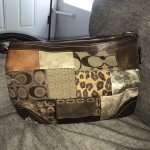 Brown leather coach purse